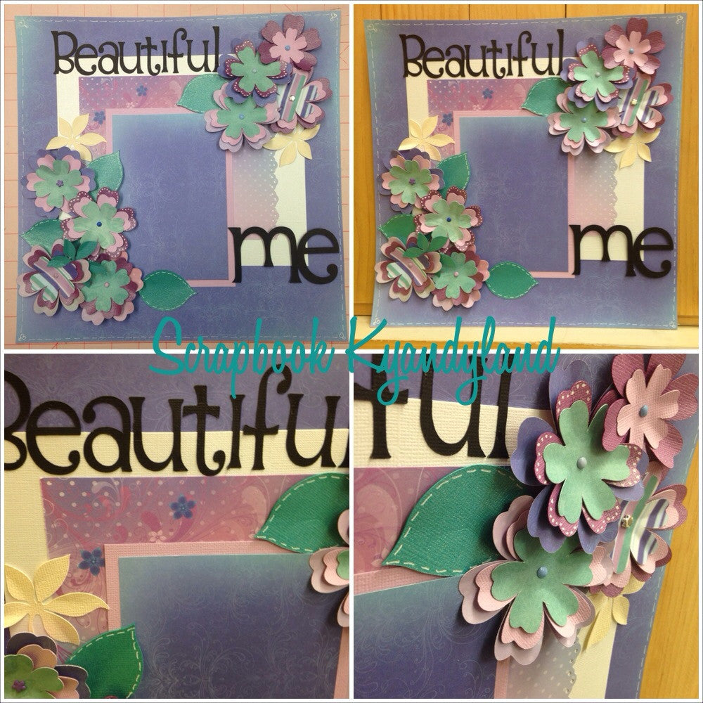 Premade Scrapbook Page 12&quot;x12&quot; BEAUTIFUL ME - Scrapbook Kyandyland