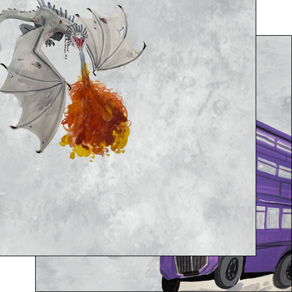 DRAGON DOUBLE DECKER BUS DS 12X12 Scrapbook Customs Sheet Scrapbooksrus