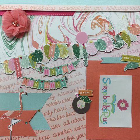 American Crafts Pink Paislee CONFETTI WISHES Single Layout Page Kit