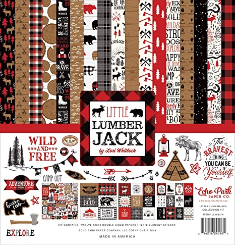 Echo Park  12&quot;x12&quot; LITTLE LUMBERJACK 13pc COLLECTION KIT Scrapbooksrus 