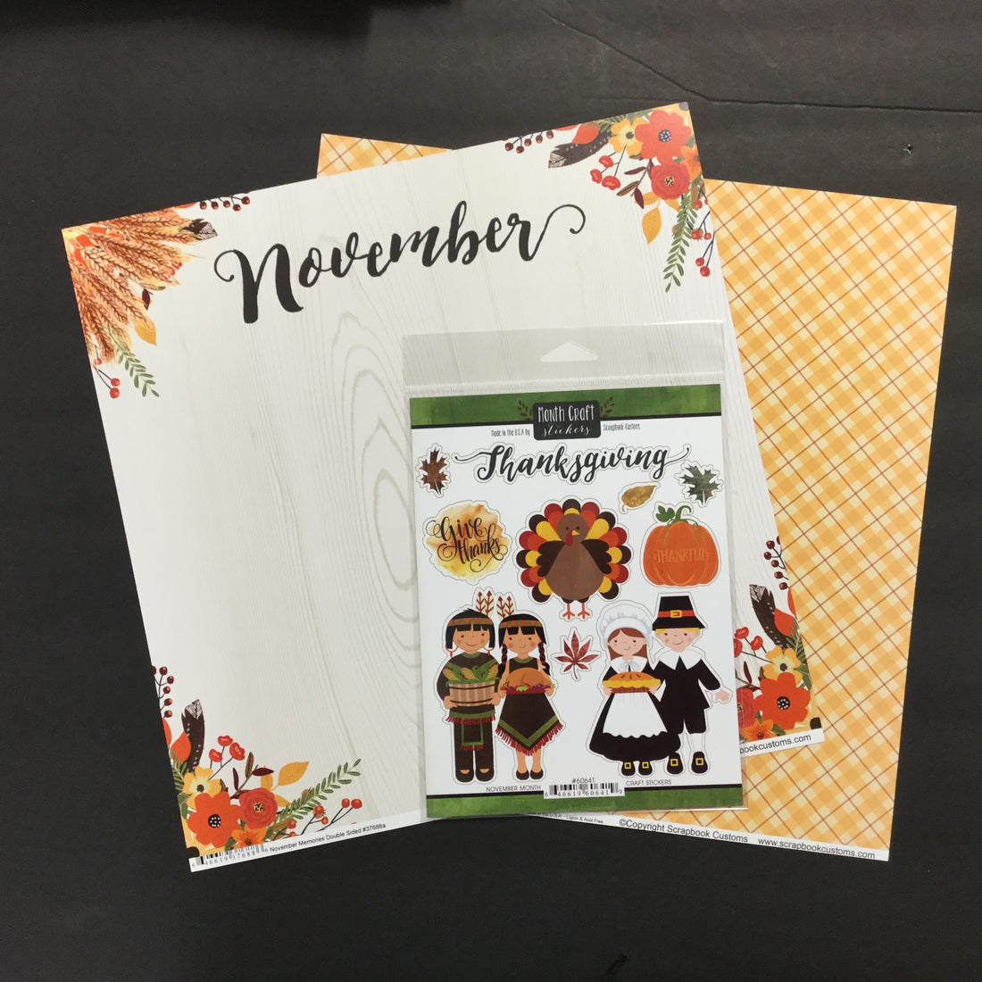 Scrapbook Customs NOVEMBER MEMORIES Paper Pack 3pc Scrapbooksrus
