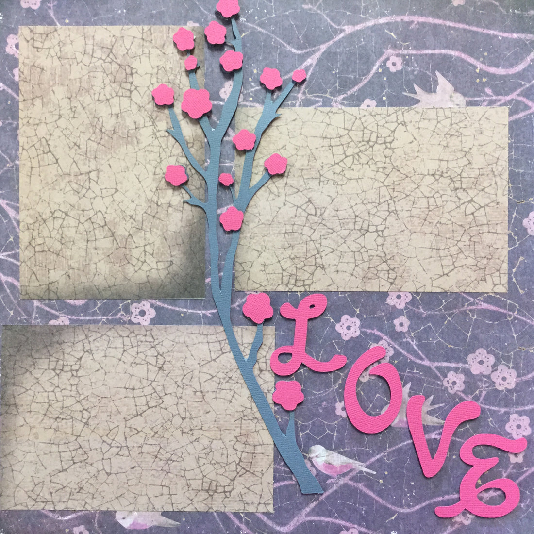 Premade Scrapbook Page CHERRY BLOSSOM LOVE (1) 12&quot;x12&quot; Scrapbooksrus 