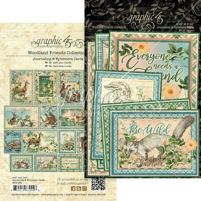 Graphic 45 3x4 &amp; 4x6 WOODLAND FRIENDS Journaling and Ephemera Cards Scrapbooksrus 