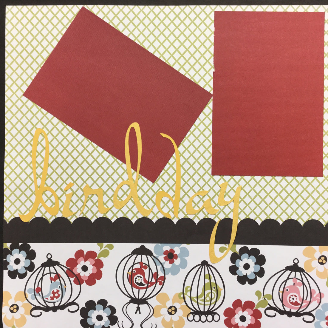 Premade HAPPY BIRTHDAY BIRDS (2) 12”X12” Scrapbook Pages Scrapbooksrus