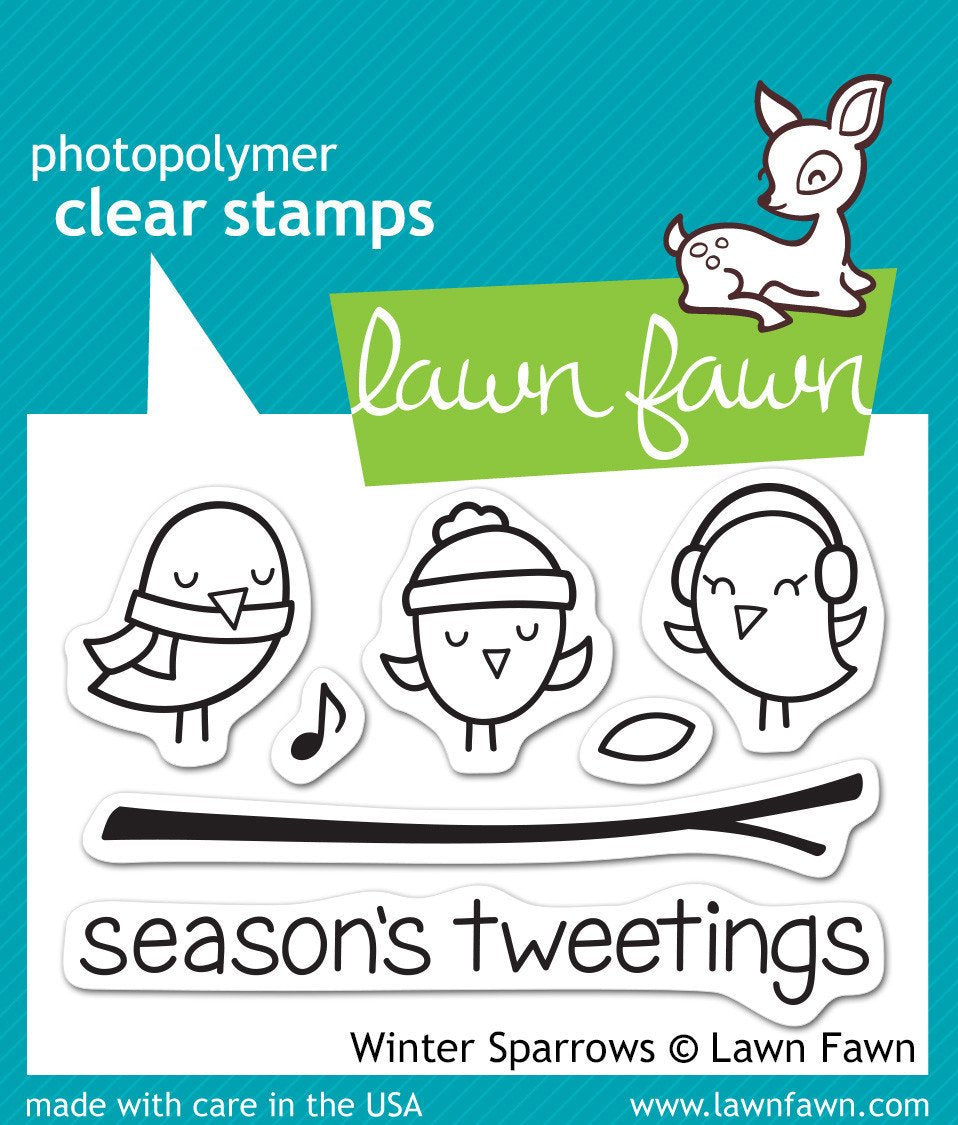 Lawn Fawn WINTER SPARROWS  Clear Stamps 3&quot;X2&quot; 7pc Scrapbooksrus 