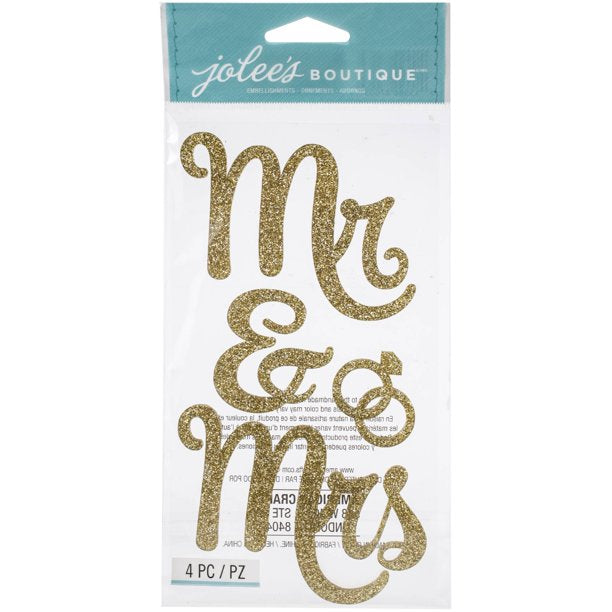 EK Success Jolee’s Boutique ACRYLIC GLITTER WORDS Stickers 4pc Scrapbooksrus 