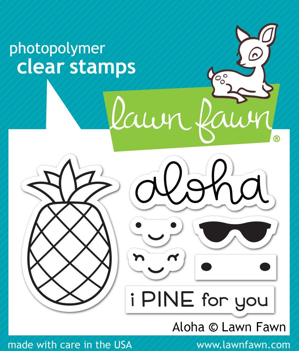 Lawn Fawn ALOHA Clear Stamps 3&quot;X2&quot; 7pc Scrapbooksrus 