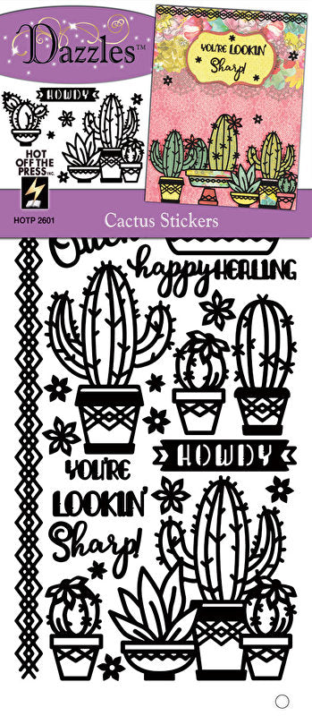 HOTP Dazzles CACTUS STICKERS 4&quot;X9&quot; 20pc