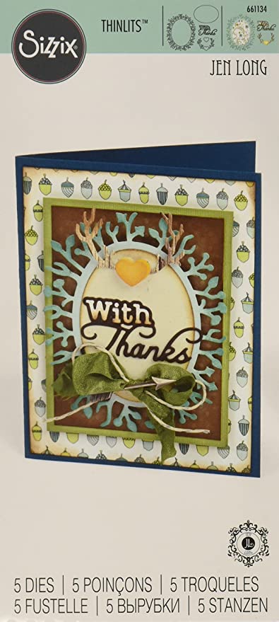 Sizzix Thinlits WITH THANKS&amp; FRAME Die 5pcs 661134 Scrapbooksrus 