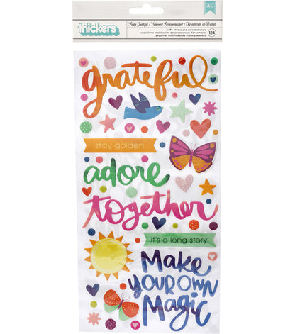 American Crafts Thickers TRULY GRATEFUL Puffy Stickers 124pc. Scrapbooksrus 