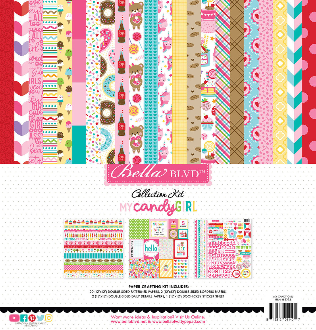 Carta Bella 12&quot;x12&quot; MY CANDY GIRL 13pc COLLECTION KIT Scrapbooksrus 