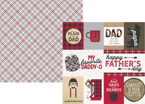 Simple Stories Plaid Dad 3x4 & 4x6 ELEMENTS 12x12 Scrapbook Paper Scrapbooksrus