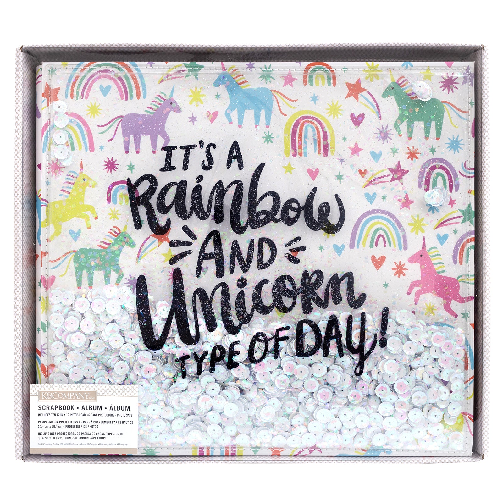 K&amp;Company RAINBOWS UNICORNS CONFETTI 12&quot;X12&quot; Scrapbook Album Scrapbooksrus 