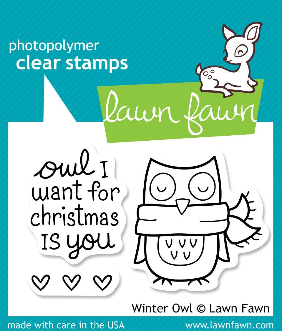 Lawn Fawn WINTER OWL Clear Stamps 3&quot;X2&quot; 3pc