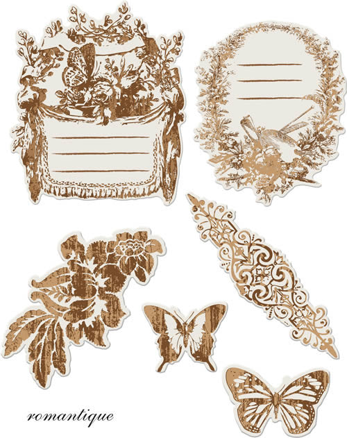 Prima ROMANTIQUE Antique Mirror Embellishments 6pc