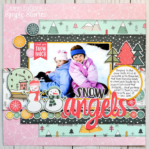 Simple Stories Freezin’ Season 4x6 HORIZONTAL ELEMENTS 12x12 Scrapbook Paper Scrapbooksrus 