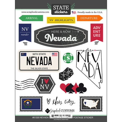Scrapbook Customs NEVADA Postage Stickers 15 pc. Scrapbooksrus 