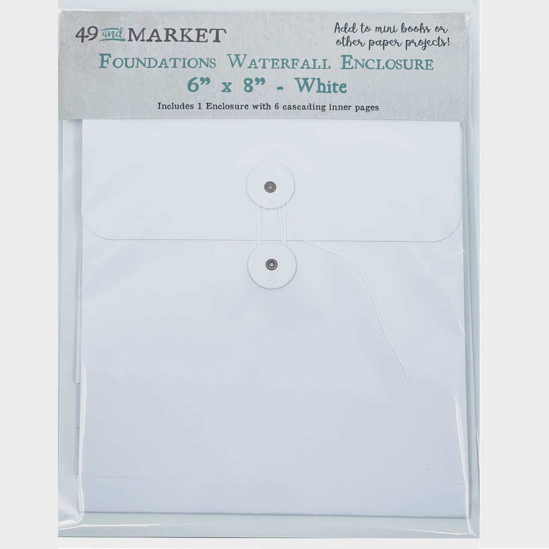 49 and Market Foundations WATERFALL ENCLOSURE 6"X8" White Scrapbooksrus
