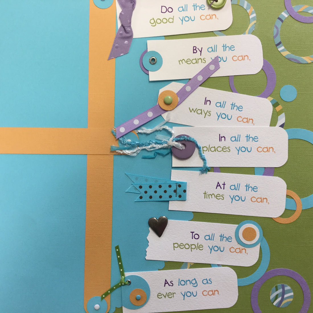 Premade Page DO ALL THE GOOD YOU CAN (1) 12"x12" Scrapbook Scrapbooksrus