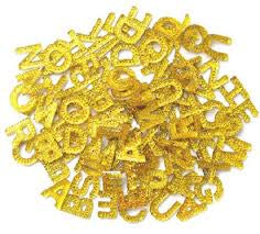 Queen &amp; Co ALPHABITS Glitter Yellow Rhinestones