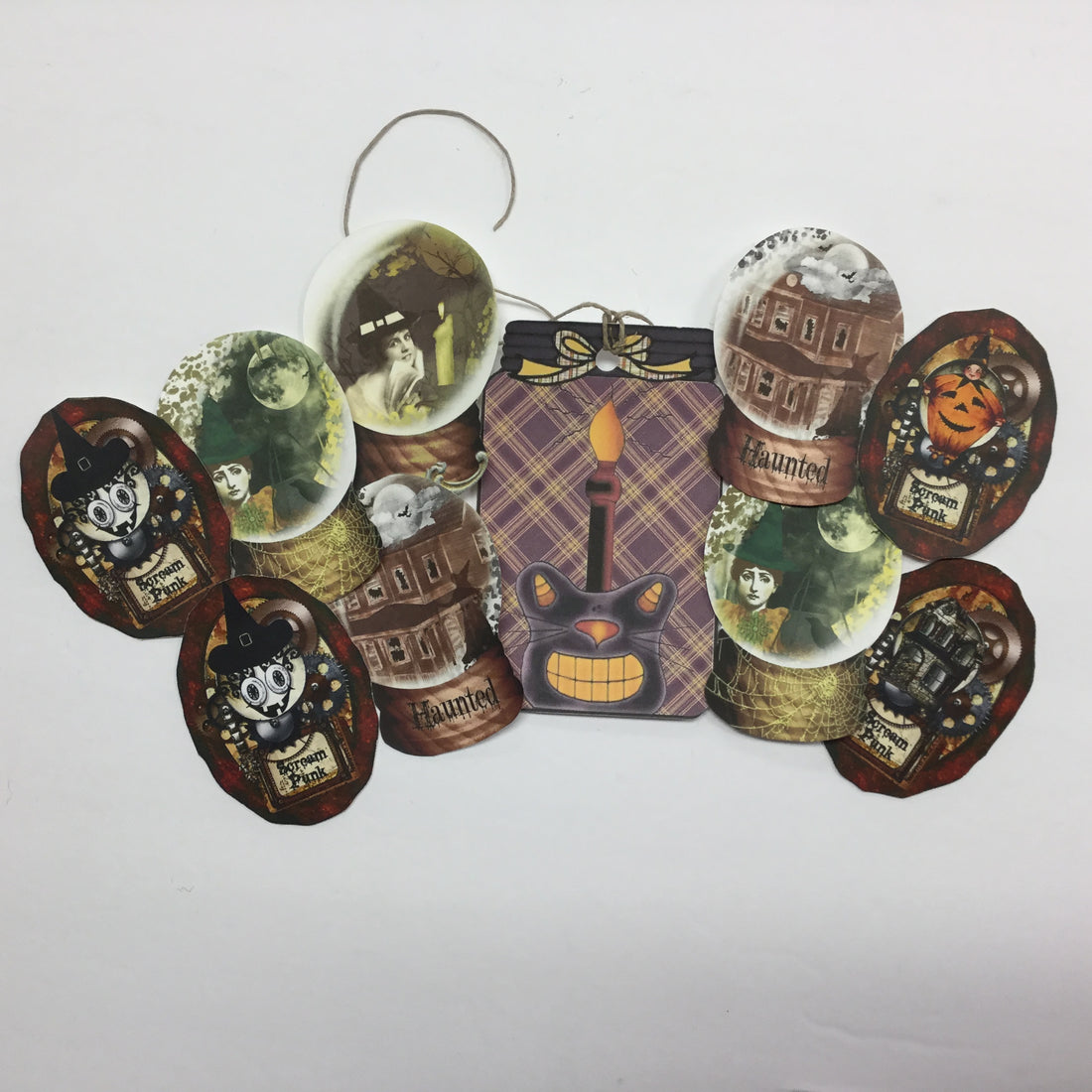 Tags &amp; Ephemera 10pc HALLOWEEN Steampunk Globes Cat Scrapbooksrus 