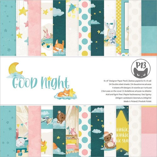 P13 GOOD NIGHT 12&quot;X12&quot; Designer Paper Pack 14pc. Scrapbooksrus 