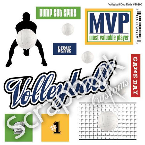 VOLLEYBALL Doo Dads Stickers 12pc SCRAPBOOK Customs