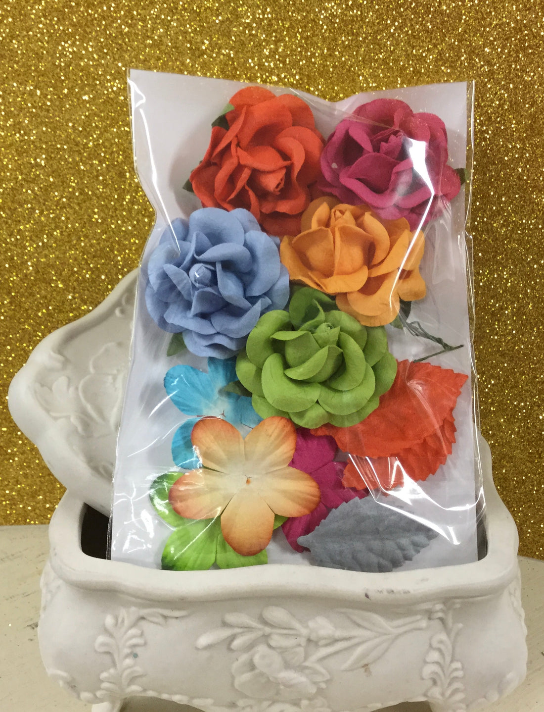 Sweet Roses Flowers and Leaves 15pc Scrapbooksrus