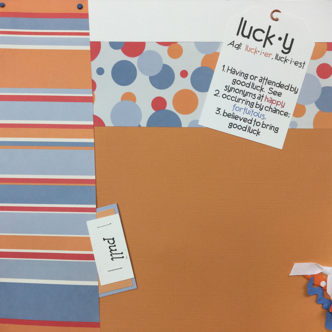 Premade LUCKY STRIPES& CIRCLES (2) 12”X12” Scrapbook Pages Scrapbooksrus