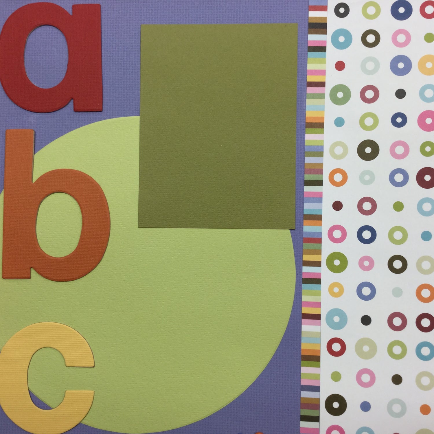 Premade ABC CIRCLES (2) 12”X12” Scrapbook Pages Scrapbooksrus 