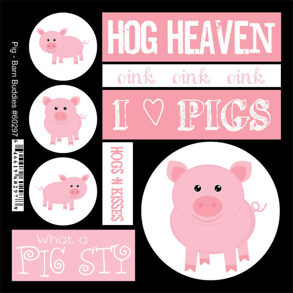Barn Buddies PIG Scrapbook Stickers 9 pc
