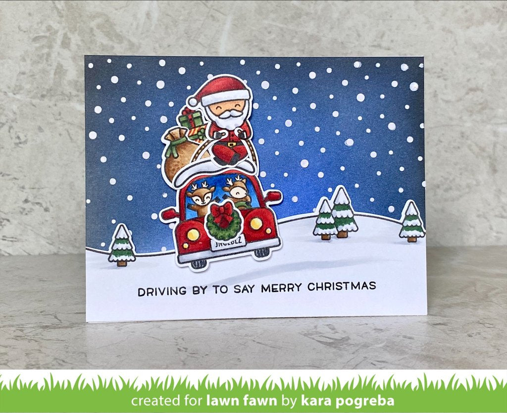 Lawn Fawn CAR CRITTERS CHRISTMAS ADD-ON Clear Stamps