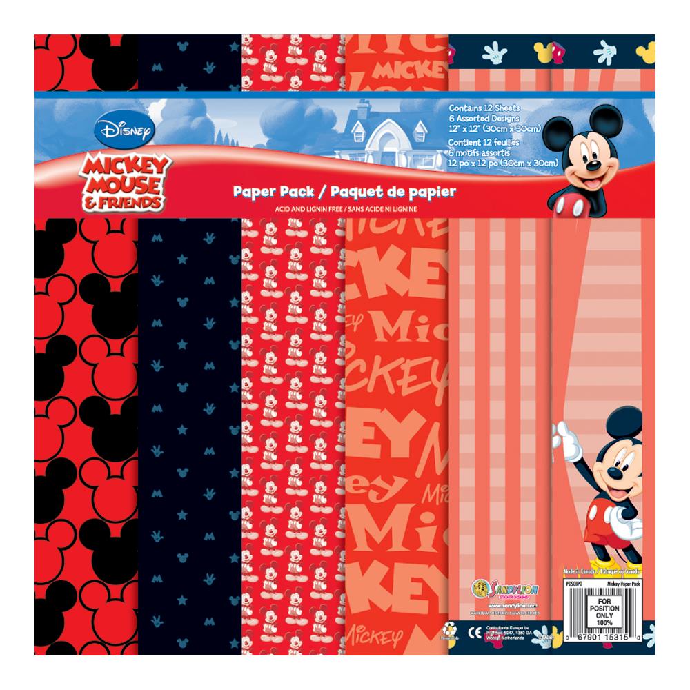 Sandylion Disney MICKEY MOUSE &amp; FRIENDS 12”x12” Paper Pack 12pc