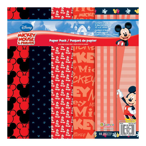 Disney Mickey Mouse Red Cardstock 2 Pages 12x12 Scrapbook Paper EK