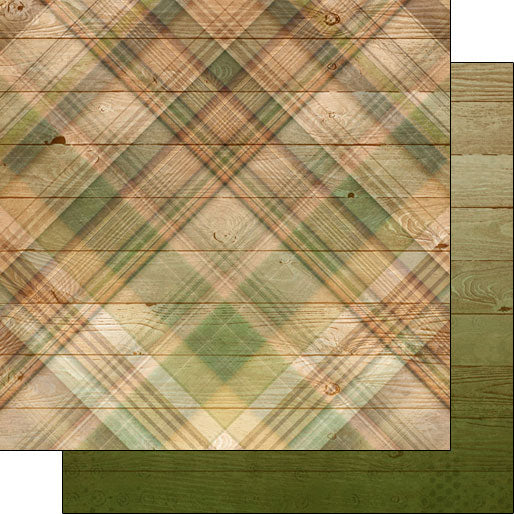 GREEN WOOD PLAID DS BACKGROUND 12x12 Scrapbook Paper Scrapbooksrus