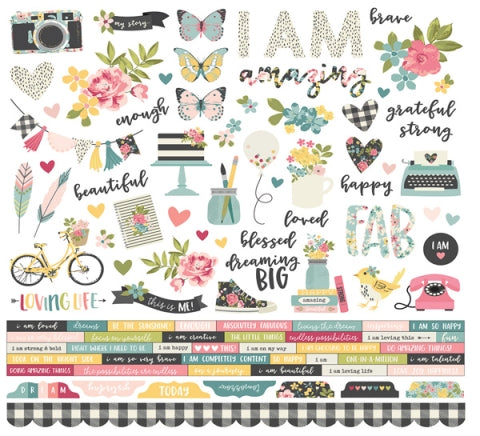 Simple Stories I AM 12&quot;X12&quot; Banner Cardstock Sticker Sheet Scrapbooksrus 