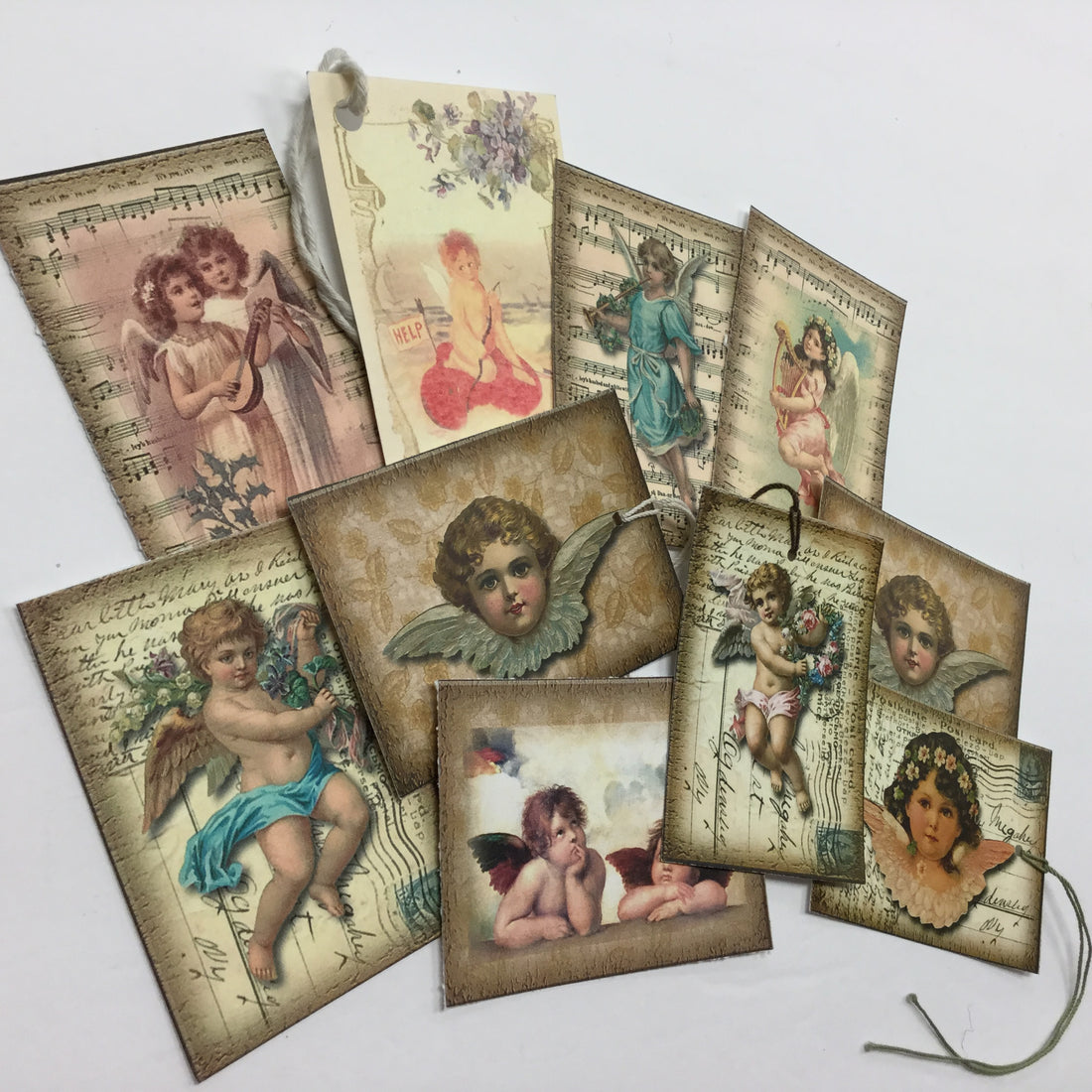 Tags &amp; Ephemera 7pc VINTAGE CHERUBS &amp; ANGELS Scrapbooksrus 