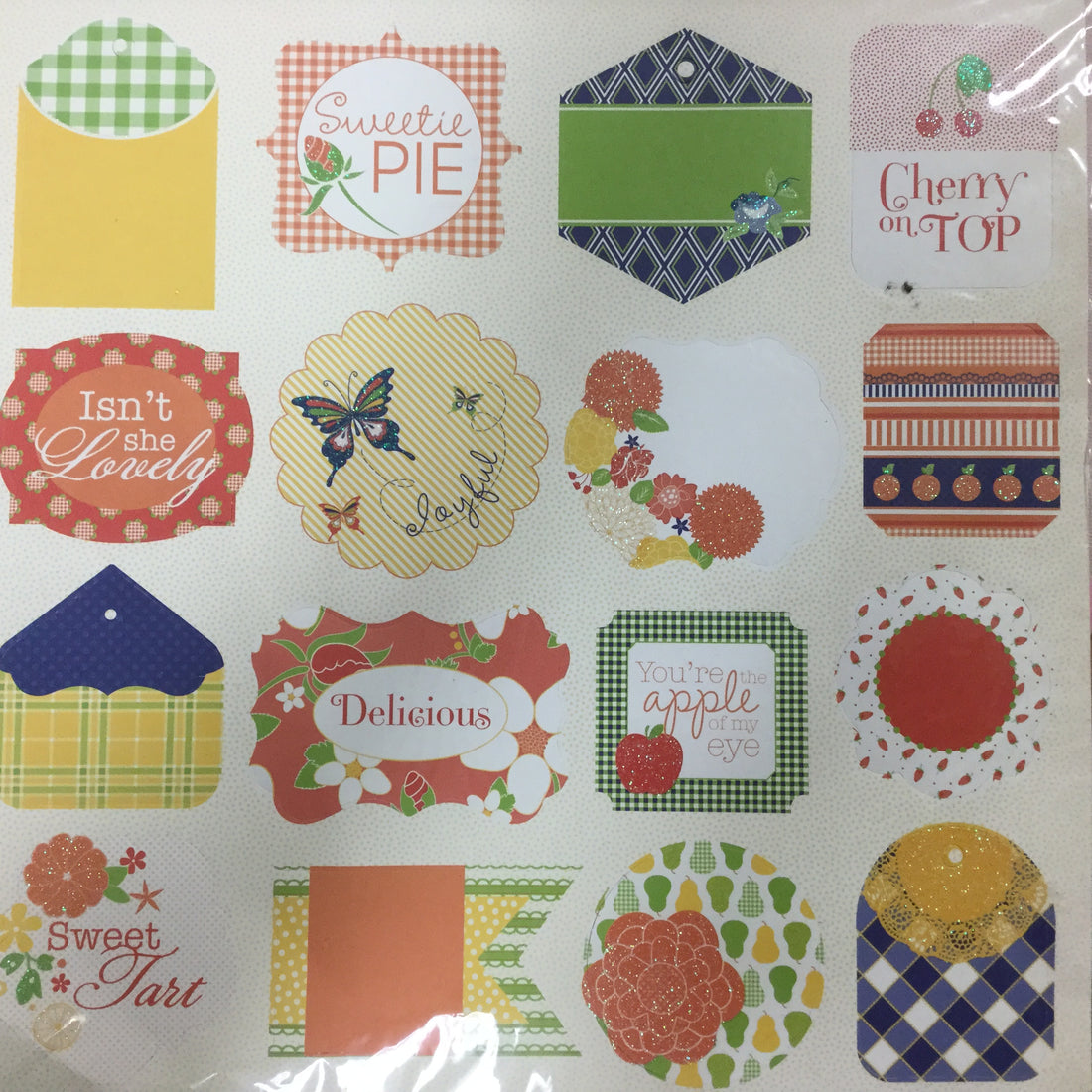 Jinger Adams Collection SWEET TART Glitter Tags 12"x12" 16pc
