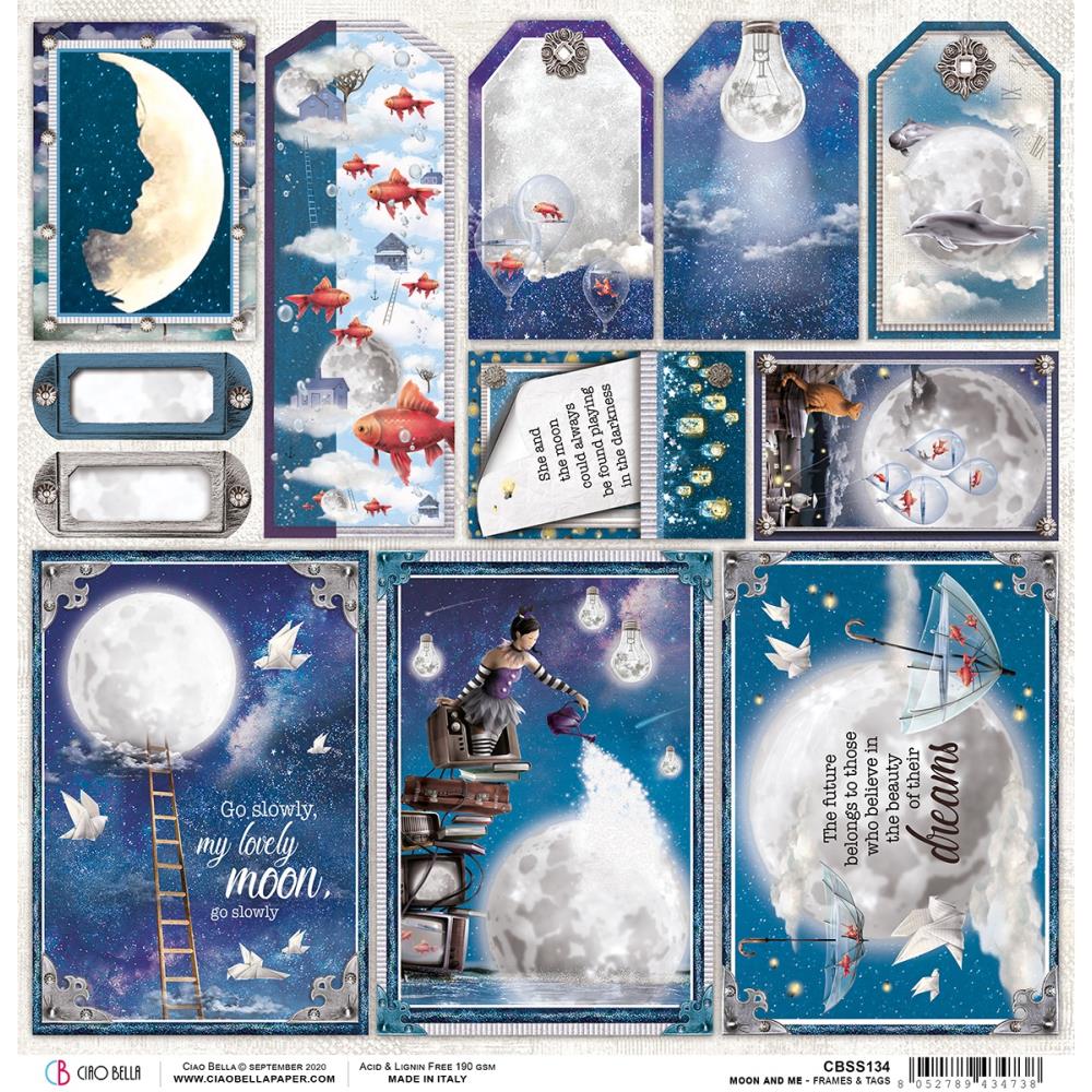 Ciao Bella Moon and Me FRAMES &amp; TAGS 12x12 Paper Scrapbooksrus 