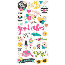 Simple Stories GOOD VIBES Chipboard Stickers 31 pc