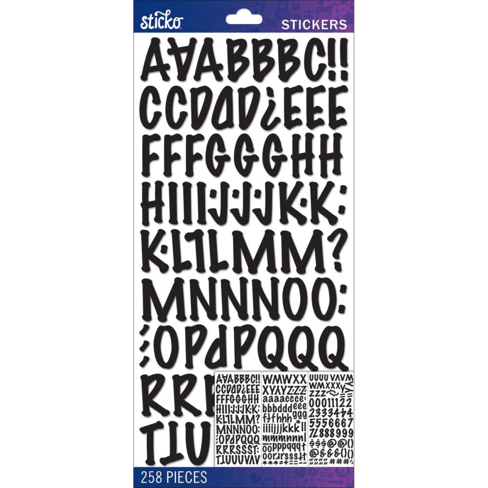 Sticko BLACK MARKER MEDIUM ALPHABETS Stickers 258pc. Scrapbooksrus 