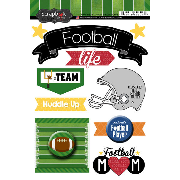 FOOTBALL LIFE Doo Dads Stickers 10pc Scrapbooksrus 