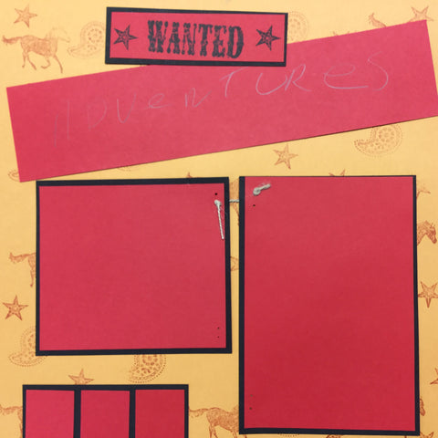 $5.00 Premade Pages ADVENTURES WANTED (2) 12"X12" Scrapbook Pages Scrapbooksrus 