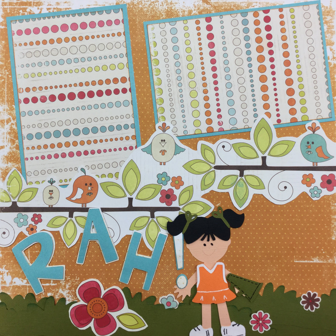Premade Scrapbook Pages RAH RAH RAH CHEER (2) 12"x12" Layout Scrapbooksrus