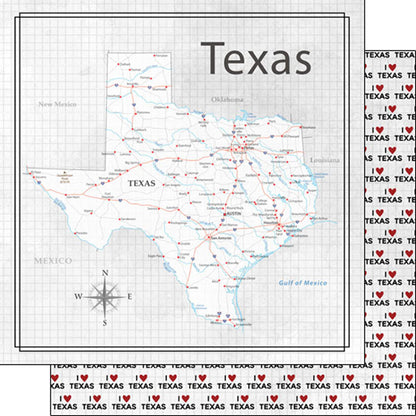 TEXAS ADVENTURE MAP Double Sided 12&quot;X12&quot; Paper Scrapbook Customs Scrapbooksrus 