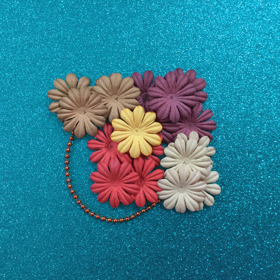 1.25” Summer Blooms Plus Beads 20pc Scrapbooksrus