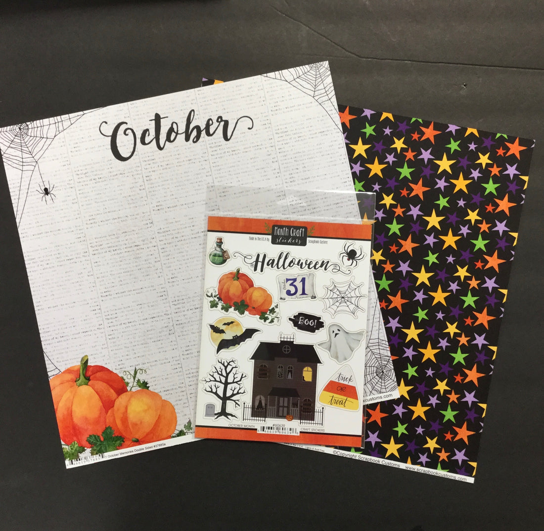 Scrapbook Customs OCTOBER MEMORIES Paper Pack 3pc Scrapbooksrus