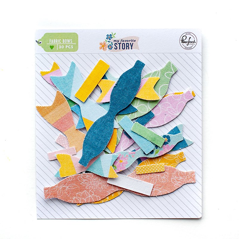 Pinkfresh Studio My Favorite Story FABRIC BOWS 30 pc. Scrapbooksrus 