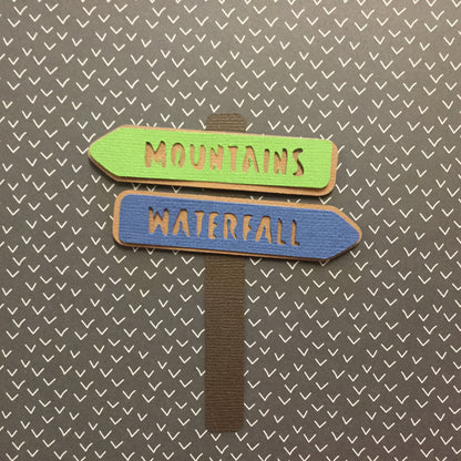 HIKING SIGN POST Forest Lake Mountain Waterfall Canyon Die Cuts