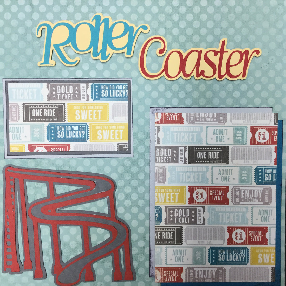 Premade ROLLER COASTER (2) 12”X12” Scrapbook Pages Scrapbooksrus